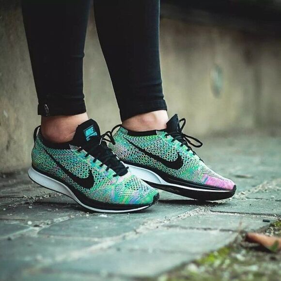 New Nike Flyknit Racer Rainbow Colorway Mens 6.5 US Womens 8 US 39 EUR 2015 - Picture 6 of 8